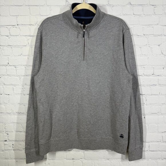 Vintage Brooks Brothers Pull Over Men Medium Gray Preppy Minimalist Cotton Cozy - Picture 1 of 10